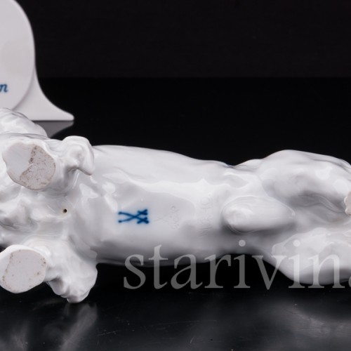 Статуэтка собаки из фарфора Длинношерстная такса, Meissen, Германия, вт. пол. 20 в.