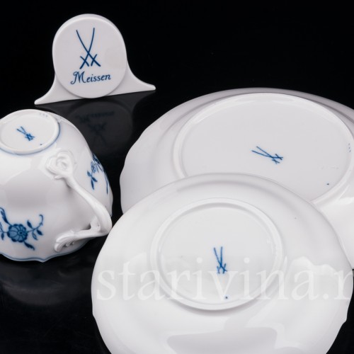 Фарфоровое Чайное трио, Meissen, Германия, вт. пол. 20 века.