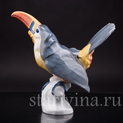 Фарфоровая статуэтка птицы Тукан, Fritz Krug KG, Германия, 1902-1968 гг.