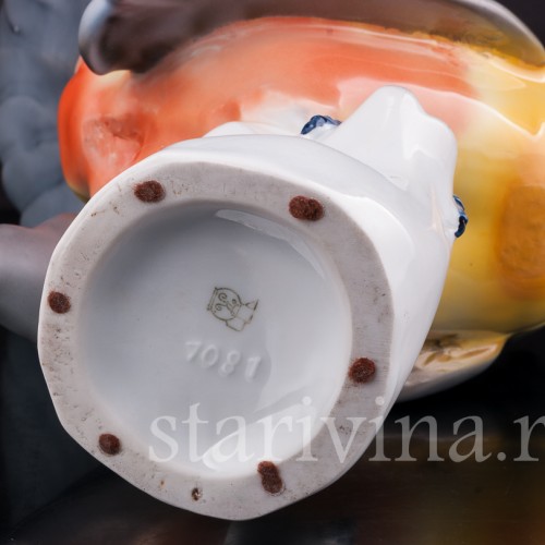 Фарфоровая статуэтка птицы Тукан, Fritz Krug KG, Германия, 1902-1968 гг.