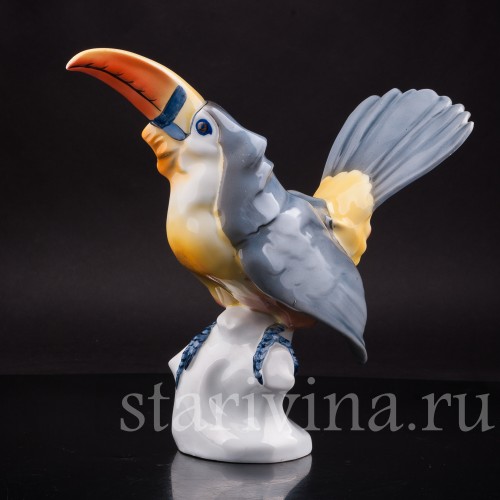 Фарфоровая статуэтка птицы Тукан, Fritz Krug KG, Германия, 1902-1968 гг.