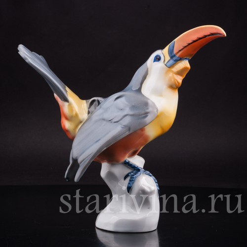 Фарфоровая статуэтка птицы Тукан, Fritz Krug KG, Германия, 1902-1968 гг.