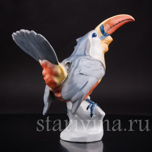 Фарфоровая статуэтка птицы Тукан, Fritz Krug KG, Германия, 1902-1968 гг.