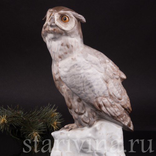 Фарфоровая статуэтка птицы Ушастая сова, Karl Ens, Германия, нач. 20 в.