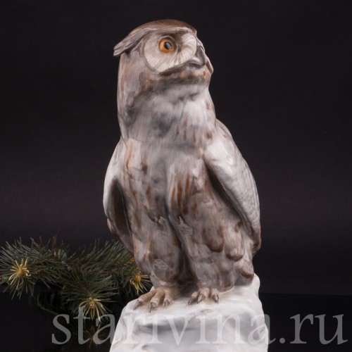 Фарфоровая статуэтка птицы Ушастая сова, Karl Ens, Германия, нач. 20 в.