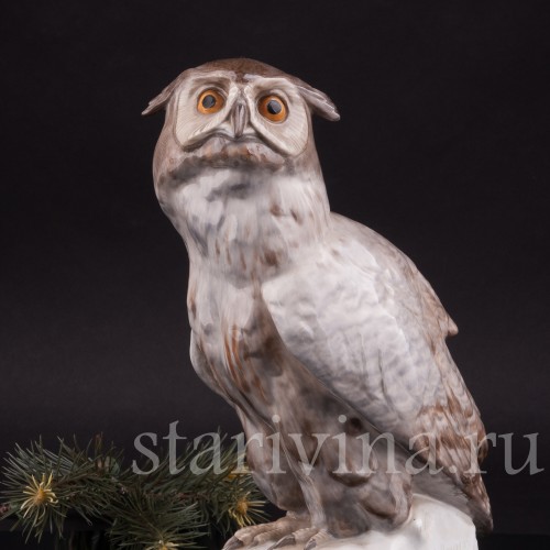 Фарфоровая статуэтка птицы Ушастая сова, Karl Ens, Германия, нач. 20 в.