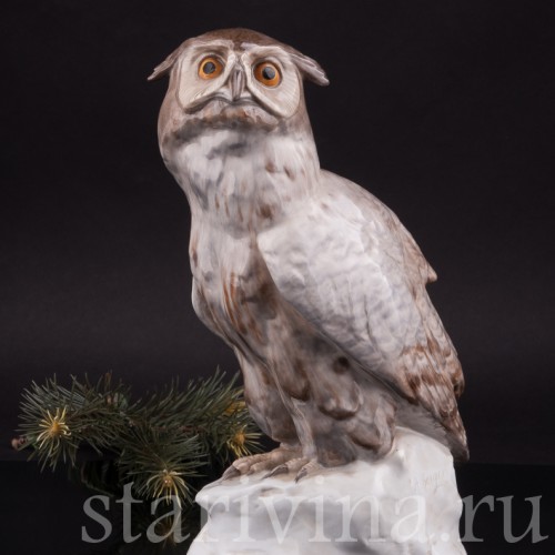 Фарфоровая статуэтка птицы Ушастая сова, Karl Ens, Германия, нач. 20 в.