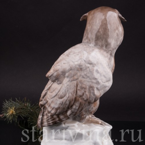 Фарфоровая статуэтка птицы Ушастая сова, Karl Ens, Германия, нач. 20 в.