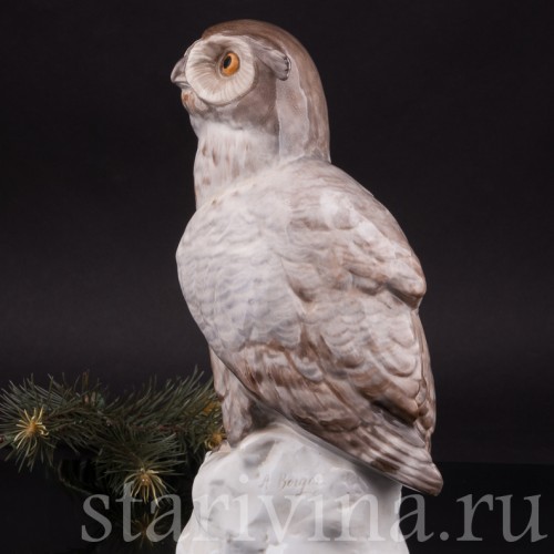 Фарфоровая статуэтка птицы Ушастая сова, Karl Ens, Германия, нач. 20 в.