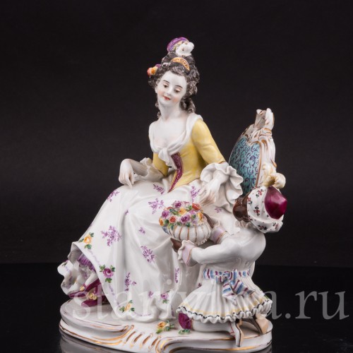 Фарфоровая композиция Дама с арапчонком, Volkstedt, Германия, до 1935 г.