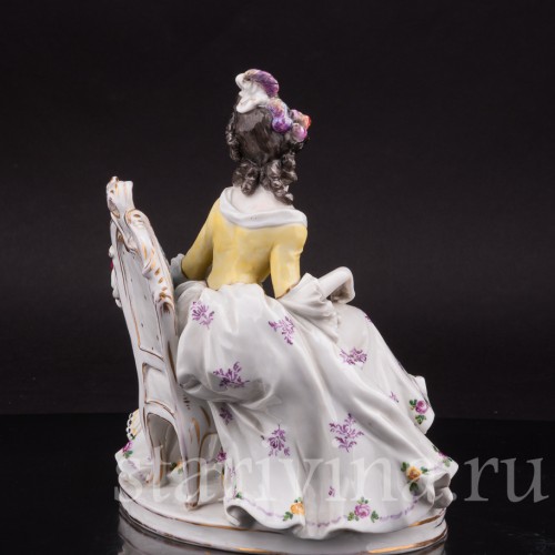 Фарфоровая композиция Дама с арапчонком, Volkstedt, Германия, до 1935 г.