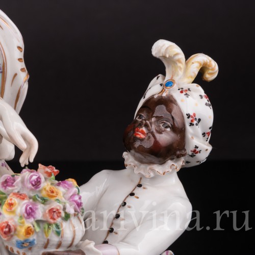 Фарфоровая композиция Дама с арапчонком, Volkstedt, Германия, до 1935 г.