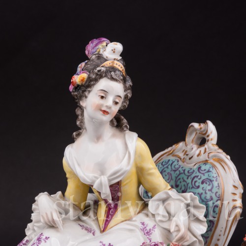 Фарфоровая композиция Дама с арапчонком, Volkstedt, Германия, до 1935 г.