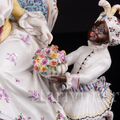 Фарфоровая композиция Дама с арапчонком, Volkstedt, Германия, до 1935 г.