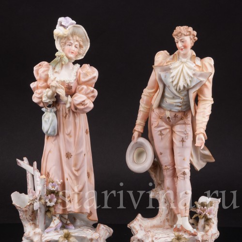 Фарфоровые статуэтки Галантная пара, E. A. Muller, Германия, кон. 19, нач. 20 вв.
