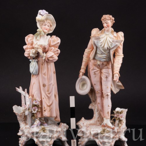 Фарфоровые статуэтки Галантная пара, E. A. Muller, Германия, кон. 19, нач. 20 вв.