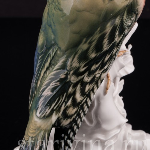 Фарфоровая статуэтка птицы Зеленый дятел Karl Ens, Германия, 1920-30 гг.