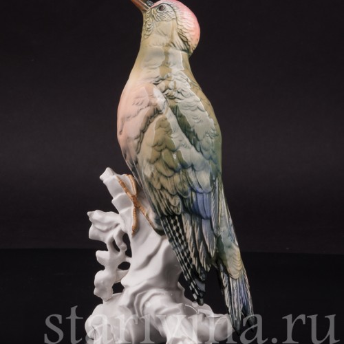 Фарфоровая статуэтка птицы Зеленый дятел Karl Ens, Германия, 1920-30 гг.