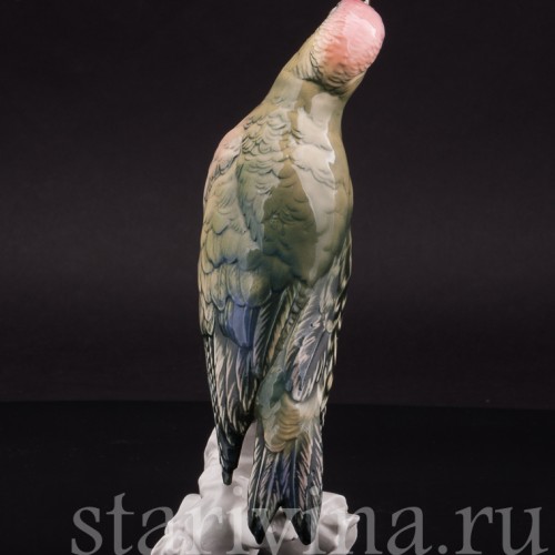 Фарфоровая статуэтка птицы Зеленый дятел Karl Ens, Германия, 1920-30 гг.