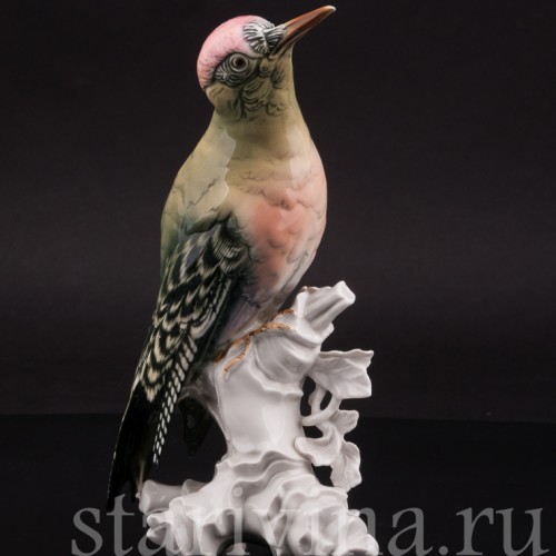 Фарфоровая статуэтка птицы Зеленый дятел Karl Ens, Германия, 1920-30 гг.