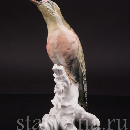 Фарфоровая статуэтка птицы Зеленый дятел Karl Ens, Германия, 1920-30 гг.