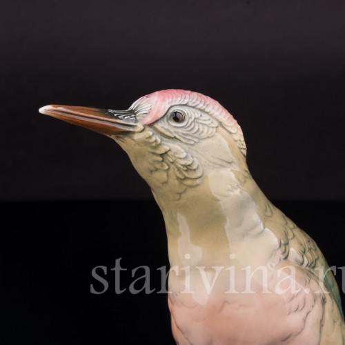 Фарфоровая статуэтка птицы Зеленый дятел Karl Ens, Германия, 1920-30 гг.