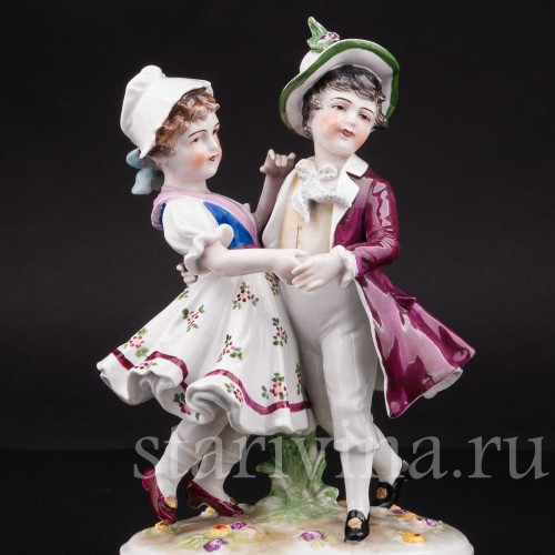 Фарфоровая статуэтка Танцующие дети, Volkstedt, Германия, кон. 19 века.