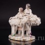 Фарфоровая статуэтка Две балерины на кресле, кружевная, Ackermann & Fritze, Германия, пер. пол. 20 в.