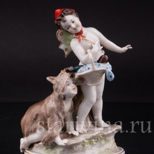Композиция из фарфора Красная шапочка и волк, Ernst Bohne Sohne, Германия, 1901-37 гг.