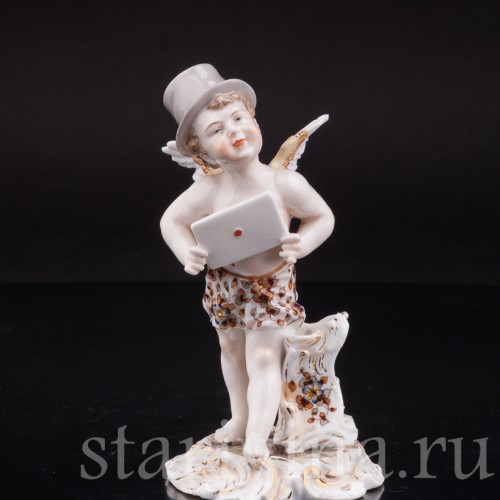 Фигурка из фарфора Ангелочек с письмом, Volkstedt, Германия, 19 в.