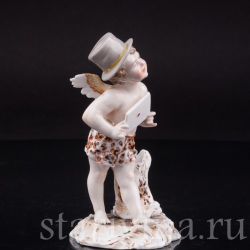 Фигурка из фарфора Ангелочек с письмом, Volkstedt, Германия, 19 в.