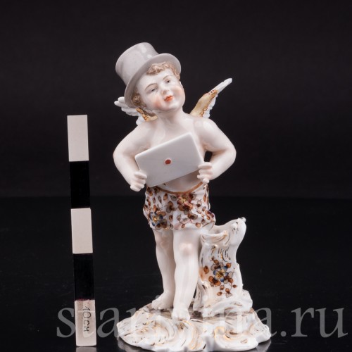 Фигурка из фарфора Ангелочек с письмом, Volkstedt, Германия, 19 в.