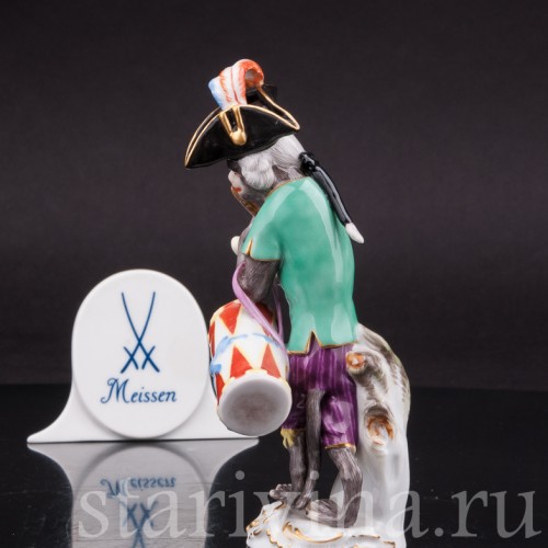 Фарфоровая статуэтка Обезьяна с барабаном и флейтой, Meissen, Германия, 1983 год.