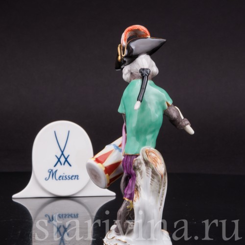 Фарфоровая статуэтка Обезьяна с барабаном и флейтой, Meissen, Германия, 1983 год.