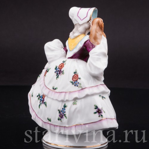 Фигурка из фарфора Девушка с собакой, миниатюра, Ernst Bohne Sohne, Германия, нач. 20 в.