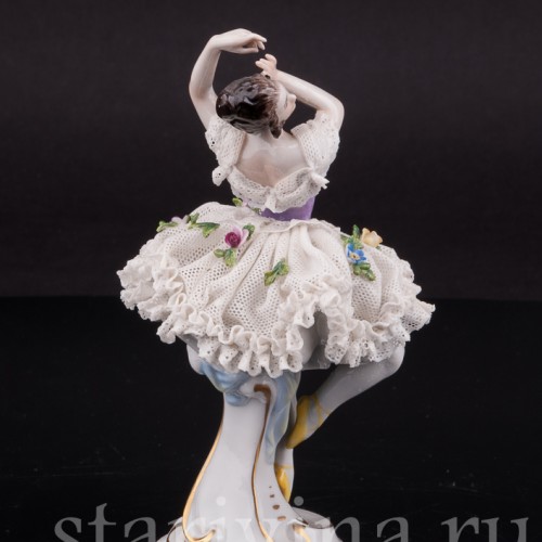 Фарфоровая фигурка Балерина, миниатюра, кружевная, Volkstedt, Германия, до 1935 г.