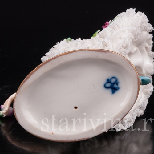 Фарфоровая фигурка Балерина, миниатюра, кружевная, Volkstedt, Германия, до 1935 г.