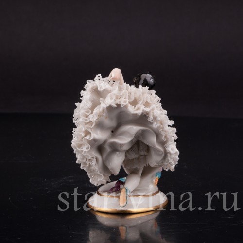 Фарфоровая фигурка Балерина, миниатюра, кружевная, Volkstedt, Германия, до 1935 г.