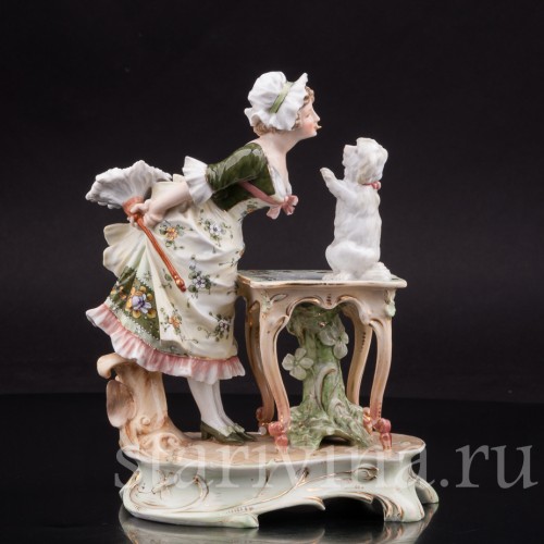 Горничная с собачкой, Volkstedt, Германия, кон. 19 в