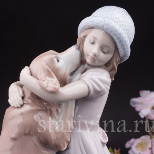 Фарфоровая статуэтка Девочка с собакой, Lladro, Испания, 2001 г.