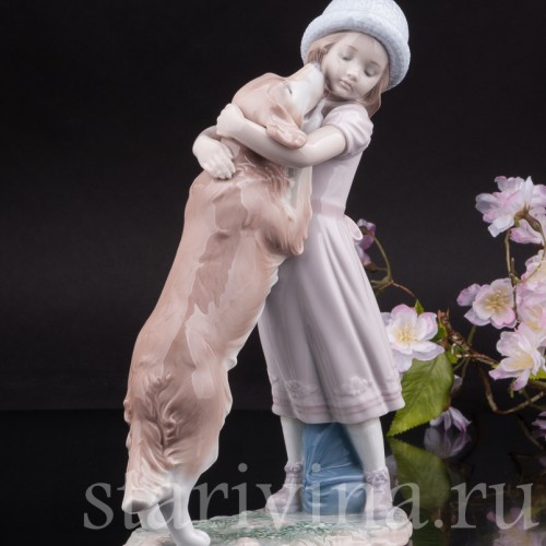 Фарфоровая статуэтка Девочка с собакой, Lladro, Испания, 2001 г.
