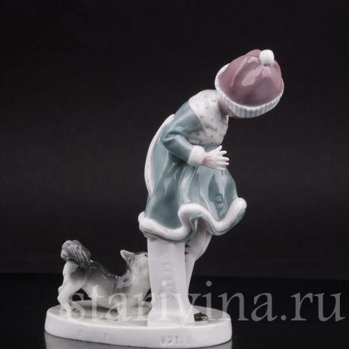 Фарфоровая фигурка "Отстань!" Девочка и собачка, Goebel, Германия, нач. 20 в.
