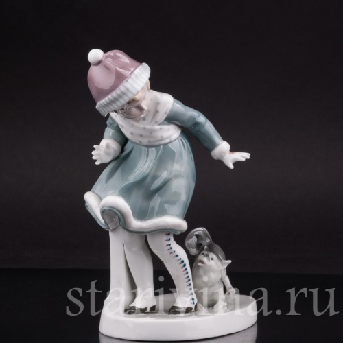 Фарфоровая фигурка "Отстань!" Девочка и собачка, Goebel, Германия, нач. 20 в.