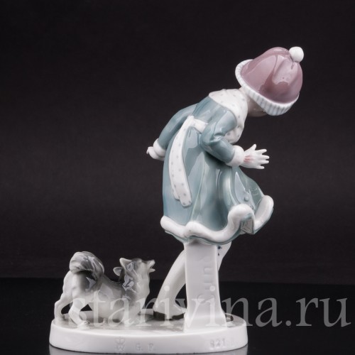 Фарфоровая фигурка "Отстань!" Девочка и собачка, Goebel, Германия, нач. 20 в.