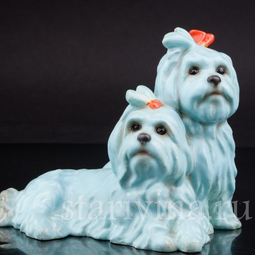 Фигурка из фарфора Две болонки, Keramos, Австрия, пер. пол. 20 в.