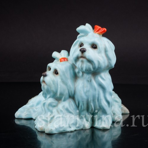 Фигурка из фарфора Две болонки, Keramos, Австрия, пер. пол. 20 в.