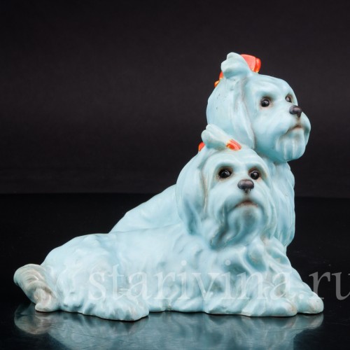 Фигурка из фарфора Две болонки, Keramos, Австрия, пер. пол. 20 в.