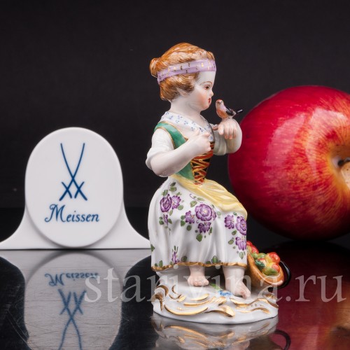 Фарфоровая статуэтка Девочка с птичкой, Meissen, Германия, 1971 г.