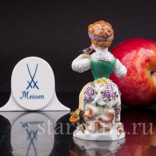 Фарфоровая статуэтка Девочка с птичкой, Meissen, Германия, 1971 г.