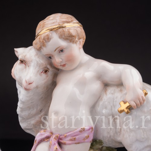 Статуэтка из фарфора Младенец с овечкой (Иоанн Креститель с Агнцем), Meissen, Германия, сер. 19 - нач. 20 вв.